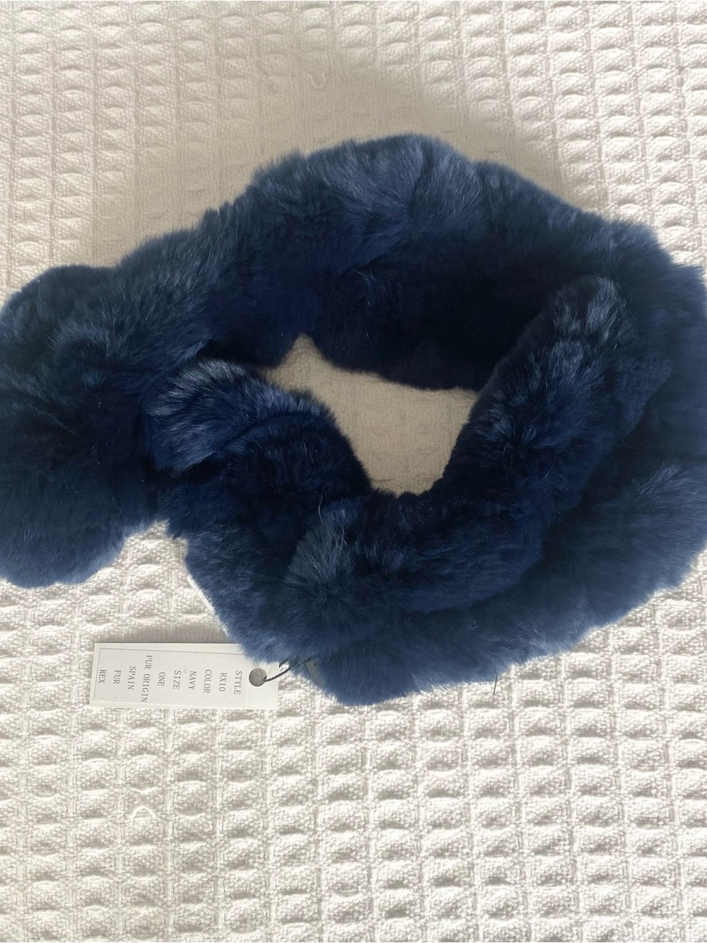 Belle Fare navy rabbit fur neck warmer NWT